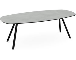 Melamine eettafel beton licht - Deens ovaal - Schuine i onderstel - beton tafel 160 x 80 cm