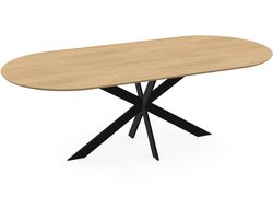 Melamine eettafel Casella Eiken licht natuur - Plat ovaal - Matrix Zwart - eiken tafel 160x90cm