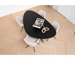 Melamine eettafel – Chicago Beton donkergrijs - Deens Ovaal - beton tafel 160 x 80 cm