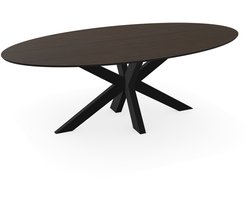 Melamine eettafel - donker eikenbruine ovale blad - eiken tafel 160 x 80 cm