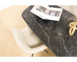 Melamine eettafel marmer zwart - Deens ovaal - VV zwart - marmer tafel