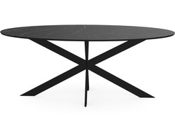 Melamine eettafel marmer zwart - Ovaal - Matrix ultra dun zwart - marmer tafel160 x 80 cm
