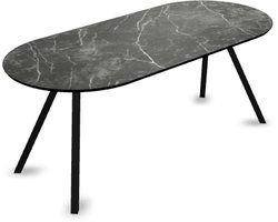 Melamine eettafel marmer zwart - Plat ovaal - Schuine i onderstel - marmer tafel