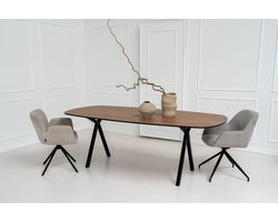 Melamine eettafel noten - Deens ovaal - eiken tafel 160 x 80 cm