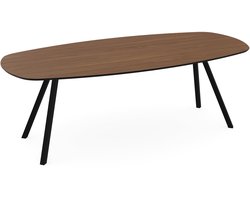 Melamine eettafel noten - Deens ovaal met schuin zwart onderstel - eiken tafel 160 x 80 cm