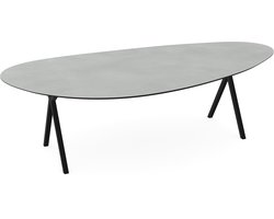 Melamine licht betonlook eettafel - kiezelvorm zwart onderstel - beton tafel 160 x 80 cm