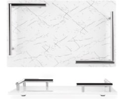 Melamine plateau - dienblad Marmer look 40x25cm - Wit-zilver