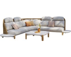 Melbourne hoek loungeset 4 delig aluminium lichtgrijs