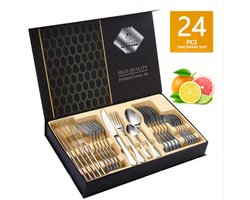 Melili Bestekset-Bestek set 24-delig-6 persoons bestekset-tafelmes-tafelvork-soeplepel-dessertlepel-roestvrijstalen bestekset-Zilver