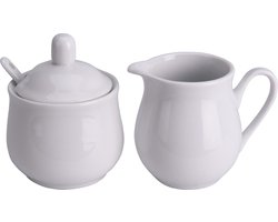 Melk en suiker setje - 150 ml - Melkkannetje met deksel - Suikerpotje met lepeltje - Magnetron- en vaatwasserbestendig