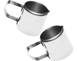 Melk kannetjes - Sauce kannetjes Espresso - Koffie serveren - V-vormige schenktuit - 6 x 4 cm - Zilver