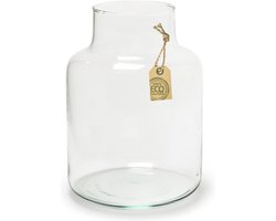 Melkbus vaas - transparant - 14 x 20 c - Gerecycled glas - Woonaccessoires/woondecoraties - Glazen bloemenvaas - Boeketvaas - Melkbusvaas/melkbusvazen