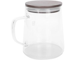 Melkkan, koffiekan met deksel, hittebestendig glas, warmte-isolerend, handvat, waterkoker voor thee, melk, sap, transparante koffiekan (500 ml)