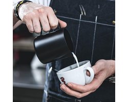 Melkkan, melkschuimkan, roestvrijstalen kan, antiaanbaklaag van Teflon-schuim, 350 ml, roommelk, koffie, cappuccino, latte art, matte afwerking