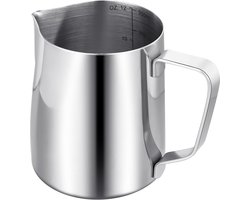 Melkopschuimkan - RVS - 350ml - Met maatmarkeringen - Opschuim - Melkkannetje - Melkkannetje RVS - Voor cappuccino, koffie, latte en espresso