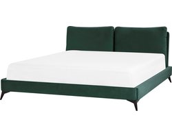 MELLE - Tweepersoonsbed - Smaragdgroen - 180 x 200 cm - Fluweel
