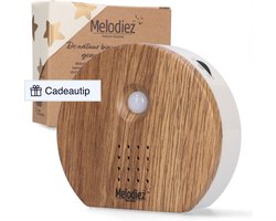 Melodiez Vogelhuisje Met Geluid - Box Incl. Batterijen en 4 Natuurlijke Vogel, Oceaan en Jungle geluiden - Vogelgeluiden Huisje Voor op Toilet - Zwitscherbox - Vogelgeluiden Huisje met Sensor - Walnoot