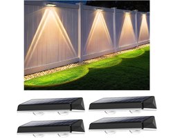 MELVRA Solar Wandlamp - Tuinverlichting op Zonne-energie - IP67 Waterdicht - 3 Verlichtingsmodi - LED Buitenlamp - Schutting & Balkon Decoratie - Set van 4 stuks
