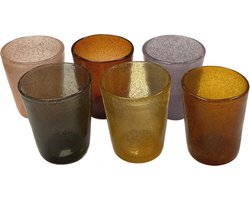 Memento-Originale gekleurde drinkglazen - 6-delige set - bruin-grijs - 30 cl - handgemaakt