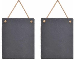 Memobordje/krijtbordje leisteen - 4x - antraciet - 25 x 20 cm - ophangbaar