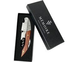 Mémoire® Couteau Sommelier - Kurkentrekker - Het perfecte cadeau voor wijnliefhebbers - 3 in 1 Sommelier mes - Wijnopener - Kurkentrekker Wijn - Premium kelnermes van rosewood - Wijn - stijlvolle en functionele kurkentrekker - Horeca wijnopener