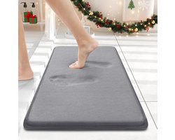 Memory Foam Badmat 60x40cm - Extra Zachte en Absorberende Badmatten - Antislip Wasbaar Tapijt voor Vloer - Douche en Bad - Grijs