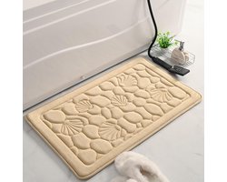 Memory Foam Badmat Schelpenpatroon - Fluweel Zacht Waterabsorberend Sneldroog - Anti-slip Badkamerkleed - Wasbaar - 50x80cm Khaki