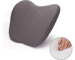 Memory Foam Rugsteun Kussen - Lendenkussen - Rugkussen voor bureaustoel - Lendesteun - Stoel kussen - Donker Grijs