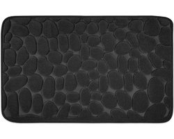 Memory Schuim Badkamer Tapijt Zwart - Antislip - Maschinewasbaar - Douchedeken - Set van 2 - 50 x 80 cm