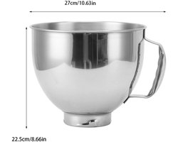 Mengkommen 304 Roestvrijstalen Kom Vervanging met Mixer Handvat voor Cassic 4.5Q Artisan 5QT Nesting Kitchen Aid