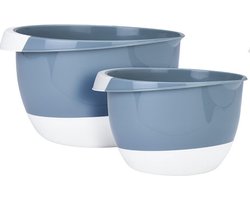 Mengkommen - kunststof - 2x stuks - turquoise blauw - 2L en 3,5L - Beslagkommen - Saladekommen