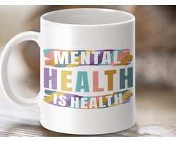 mentale gezondheid, gezondheidsmok, steun bewustzijn, inspiratie mok, positiviteit mok, cadeau mok, mindful moment, motivatie quote, bewustzijn kado, stress verlichting, zelfzorg mok, therapie steun, empowerment kado