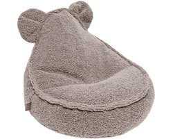 MeowBaby® Kinder Zitzak – Bearly Sako Bag Teddy Grijs – Comfortabele Poef met Wasbare Hoes
