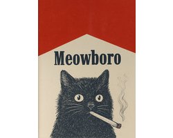 Meowboro Poster Ingelijst Kat – Vintage Stijl Marlboro – 30x45cm met Zwarte Lijst – Uniek Cadeau voor Kattenliefhebbers