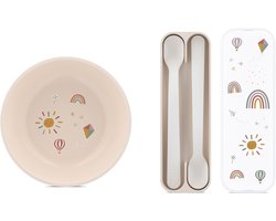 Mepal Babyset Mio - 300 ml - Kinderschaaltje met babylepels - Sunshine & Rainbow