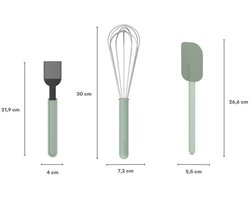 Mepal Bakset 3-delig (spatel groot + kwast + garde groot) Chef it - Set voor bakkers - Hittebestendig - Vaatwasmachinebestendig - Keukengerei - Nordic sage