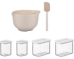 Mepal Beslagkom 3000 ml + spatel + 2x 375 ml + 2x 1000 ml Chef it / Modula - Bakset met bewaardozen - Chalk & White