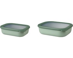 Mepal Bewaardoos 2 delig Cirqula - 1000 ml en 2000 ml - Rechthoekig - Nordic sage