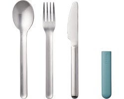 Mepal Bloom roestvrijstalen bestekset incl. plastic deksel noords groen - 3-delige set
