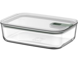 Mepal Glazen Vershouddoos EasyClip - 1.5 l - Glazen vershoudbakjes met schuifsluiting - Geschikt voor magnetron. (stoom)oven. koelkast en vriezer - Nordic sage