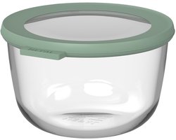 Mepal Glazen vershouddoos rond Cirqula - 1000 ml - Glazen vershoudbakjes - Hittebestendig tot 550 °C, zonder deksel - Meal prep bakjes - Nordic sage