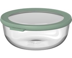 Mepal Glazen vershouddoos rond Cirqula - 1200 ml - Glazen vershoudbakjes - Hittebestendig tot 550 °C, zonder deksel - Meal prep bakjes - Nordic sage