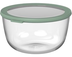 Mepal Glazen vershouddoos rond Cirqula - 3000 ml - Glazen vershoudbakjes - Hittebestendig tot 550 °C, zonder deksel - Meal prep bakjes - Nordic sage