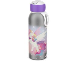 Mepal Isoleerfles flip-up Campus - 350 ml - 12 uur koud / 4 uur warm - Drinkfles met rietje voor kinderen - Unicorn Glow