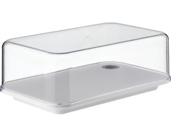 Mepal - Kaasstolp Modula - 2800 ml - wit - inclusief snijplank - zicht op inhoud - vershouddoos - kaasbak