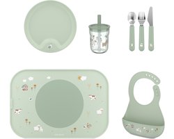 Mepal Kinderservies set 7 delig Mio - 250 ml - Kinderbord. bestekset. beker. placemat en slab - Little Farm