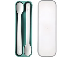 Mepal Mio Babylepel - Set van 2 - Lange steel - Kinderservies - Deep turquoise