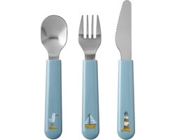 Mepal Mio kinderbestek Little Dutch - 3-delig, vork, mes en lepel - Roestvrij staal - Kinderservies - Sailors Bay