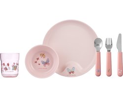 Mepal Mio kinderservies set Little Dutch - 6-delig - Kraamcadeau - Kinderservies - Flowers & Butterflies