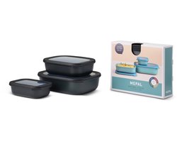 Mepal - Multikom Cirqula vershouddoos set - 500 + 1000 + 2000 ml - Rechthoekig - Nordic black